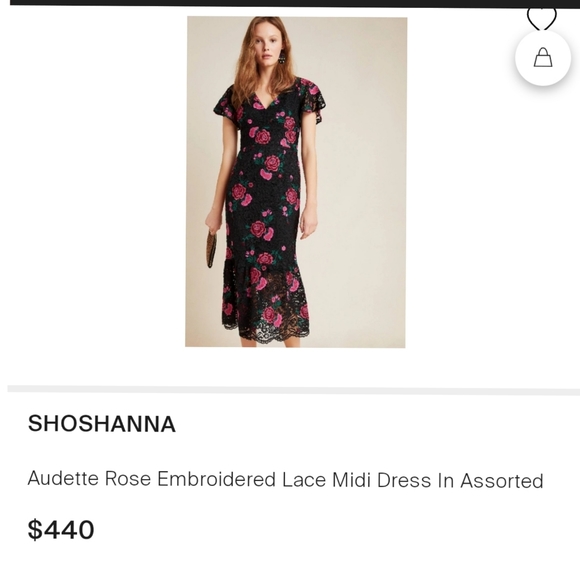 Anthropologie/SHOSHANNAAudette Rose Embroidered Lace Midi Dress In Assorted - Picture 3 of 10